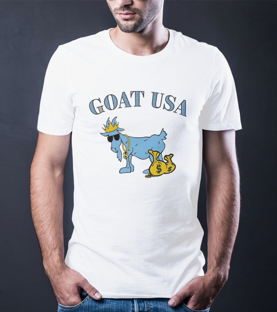 GOAT USA Cash Money Crowned Goat With Sunglasses And Gold Chains T-Shirt