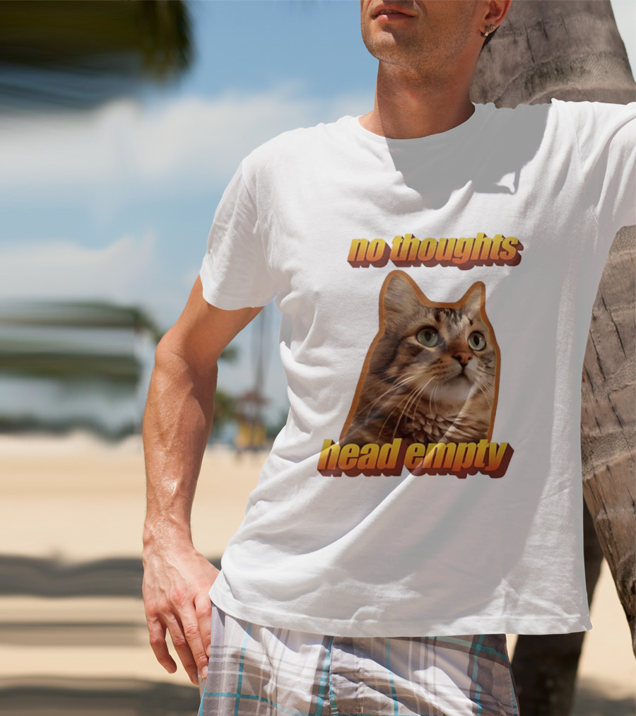 No Thoughts Head Empty Cat Meme Funny Humor T-Shirt