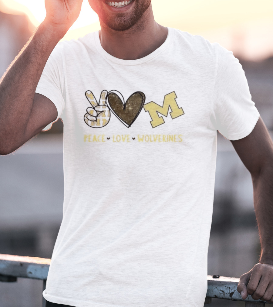 Peace Love Michigan Wolverines Iconic Team Spirit T-Shirt