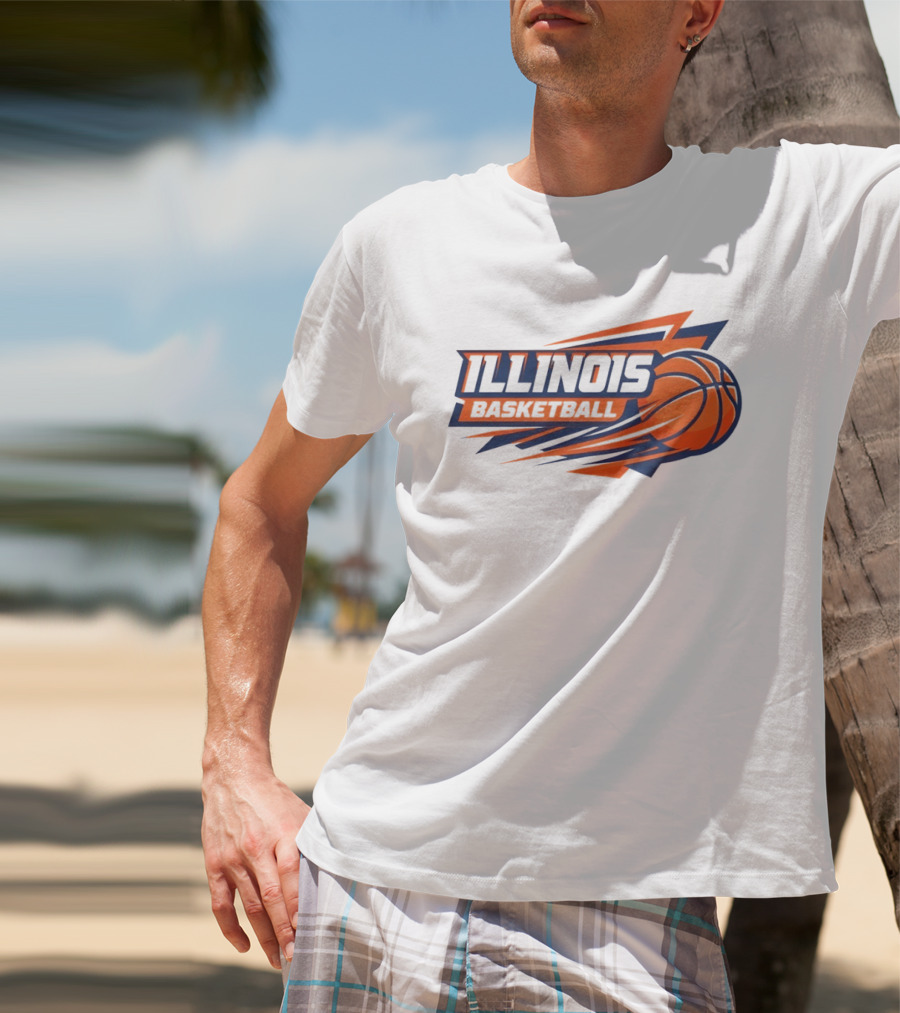 Illinois Basketball College Team Logo Sports T-Shirt