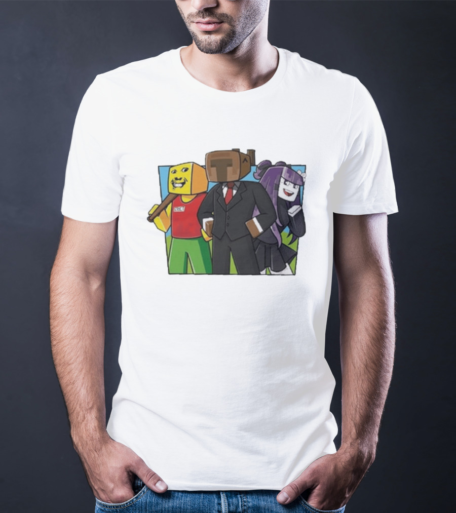 Jocuri Horror Sky Pixel Characters In Suits And Costumes T-Shirt