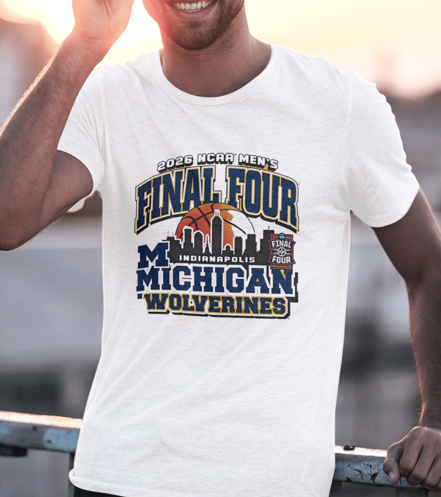 2026 NCAA Men's Final Four Michigan Wolverines Indianapolis Skyline Basketball T-Shirt