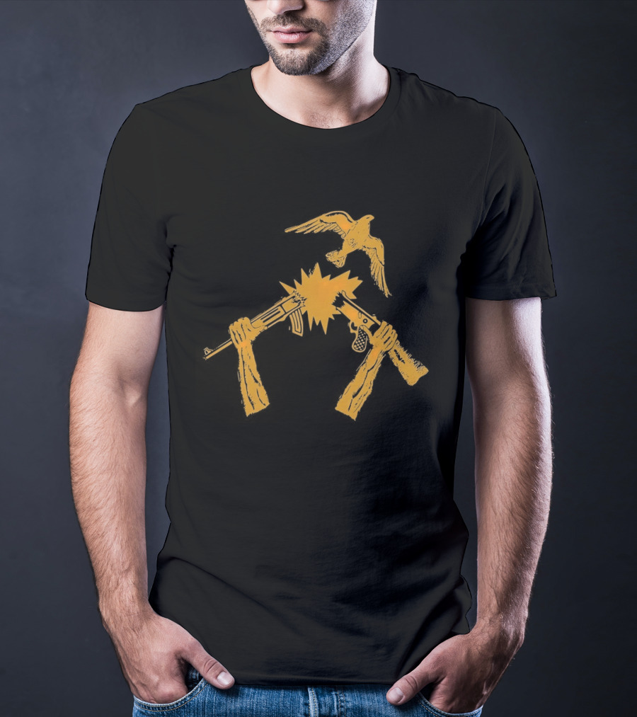 Anti War No Gun Peace Symbol Bird Explosion T-Shirt