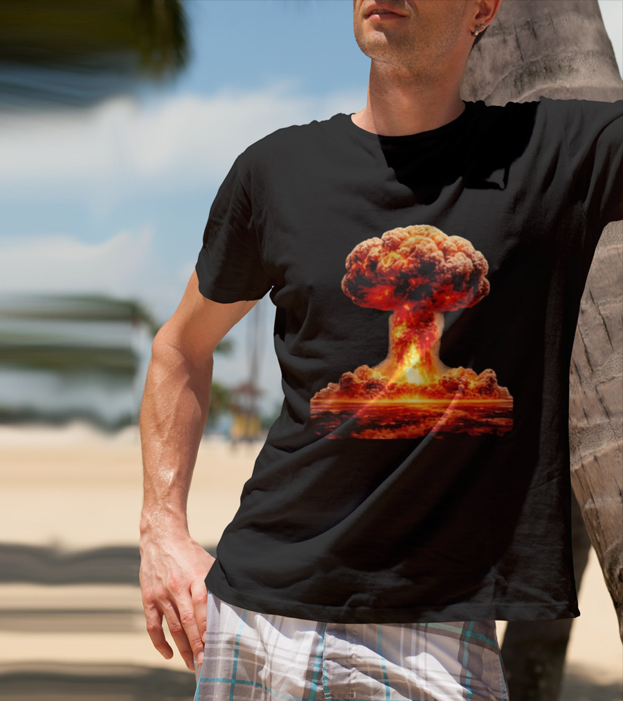 Fiery Destruction Mushroom Cloud Nuclear Bomb Explosion T-Shirt