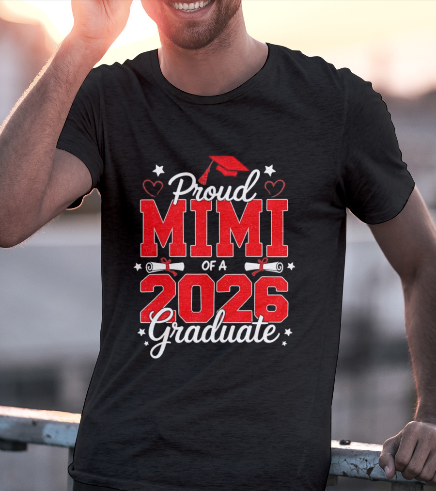 Proud Mimi Of A 2026 Graduate Senior Graduation Cap And Scrolls T-Shirt
