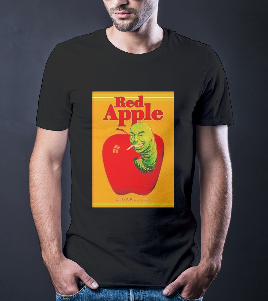 Red Apple Cigarettes Worm Character On Apple T-Shirt