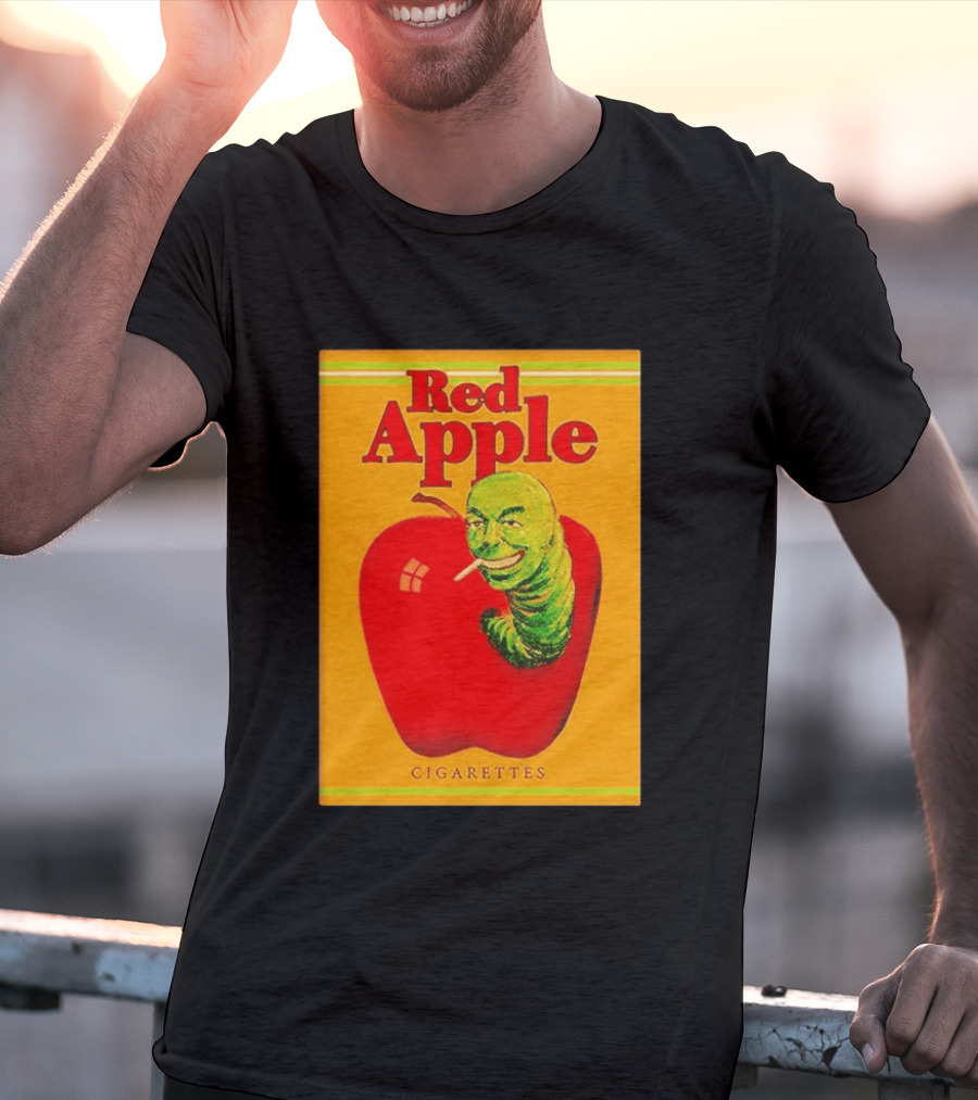 Red Apple Cigarettes Worm Character On Apple T-Shirt