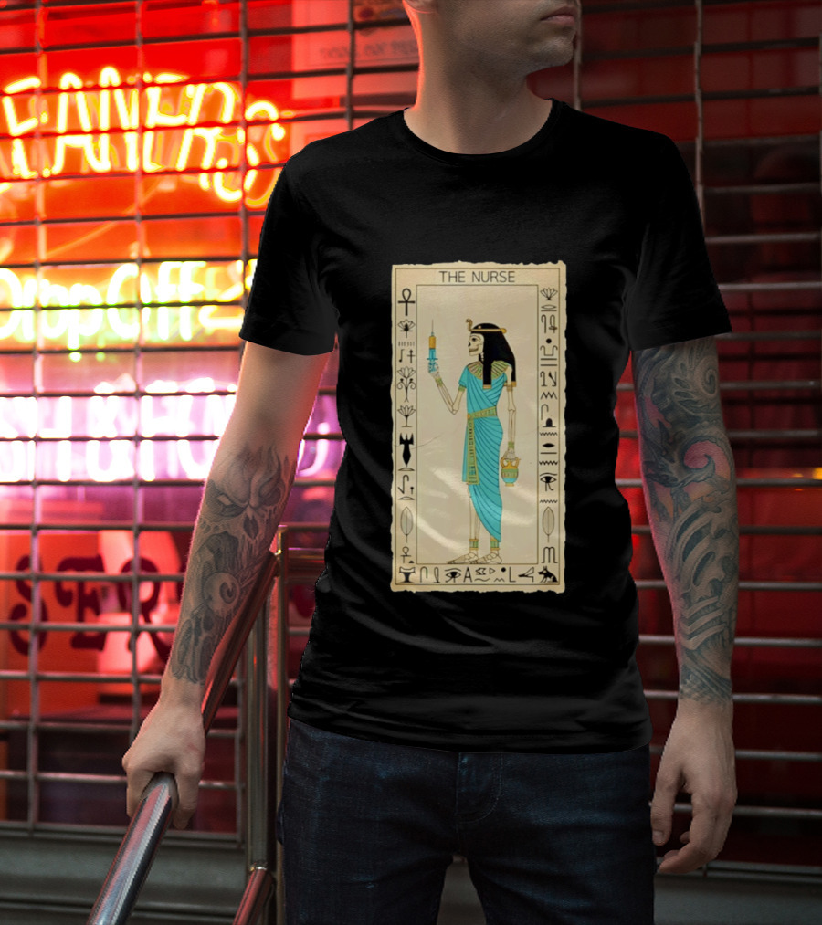 The Nurse Egyptian Skeleton Tarot Card Medical Goth T-Shirt
