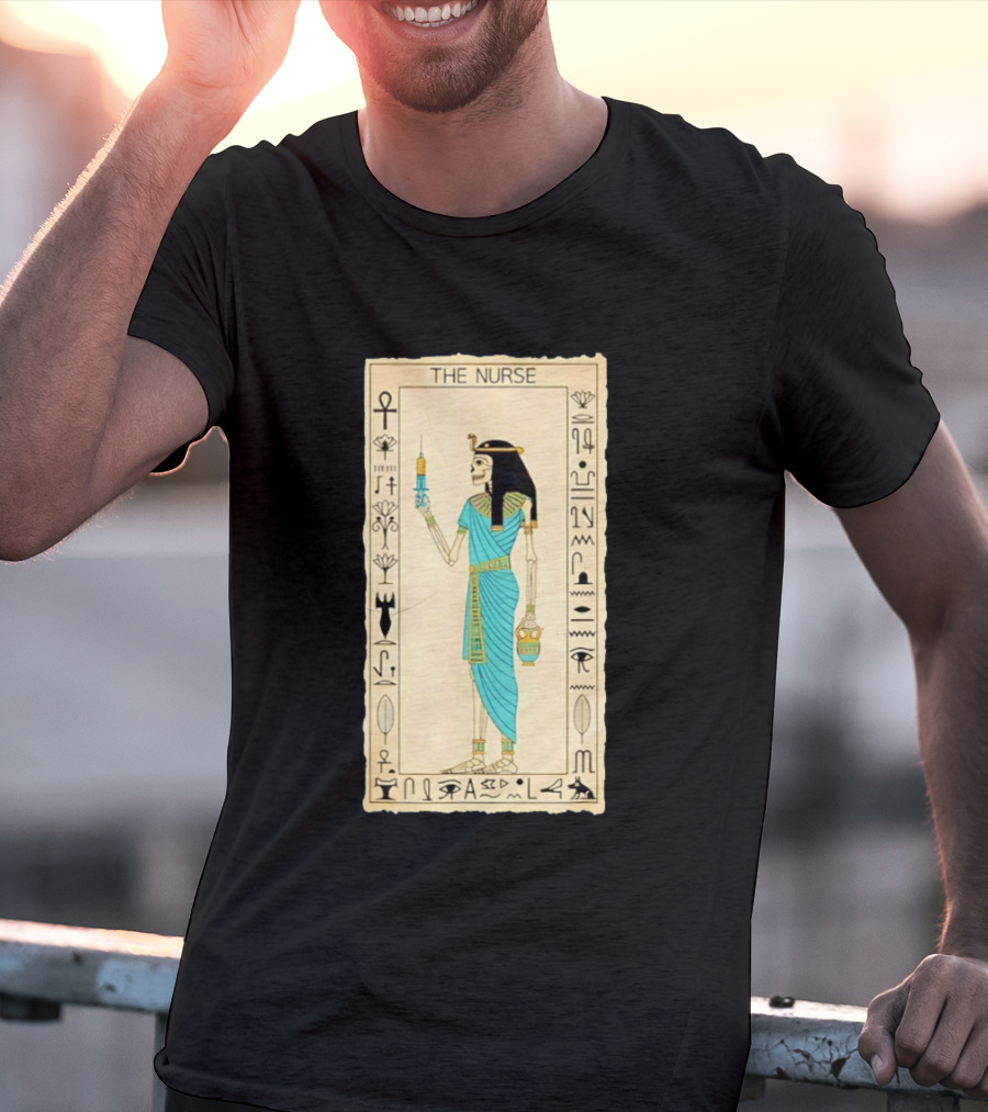The Nurse Egyptian Skeleton Tarot Card Medical Goth T-Shirt