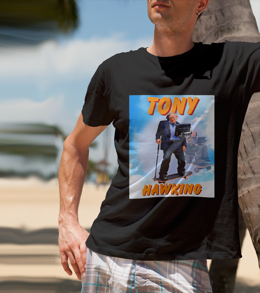 Tony Hawking Skateboard Fusion Surreal Humor T-Shirt