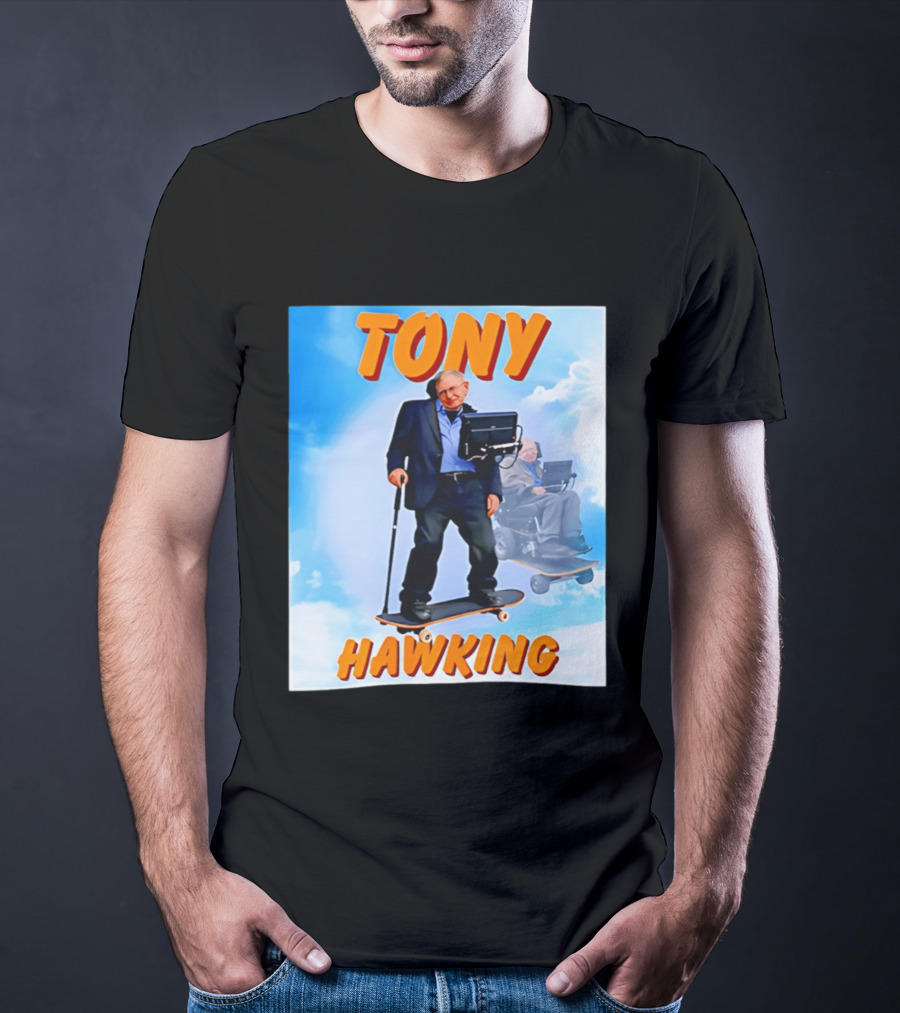 Tony Hawking Skateboard Fusion Surreal Humor T-Shirt