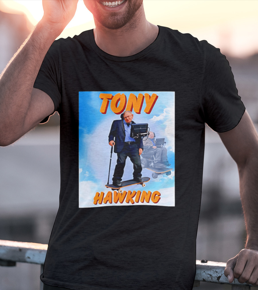 Tony Hawking Skateboard Fusion Surreal Humor T-Shirt