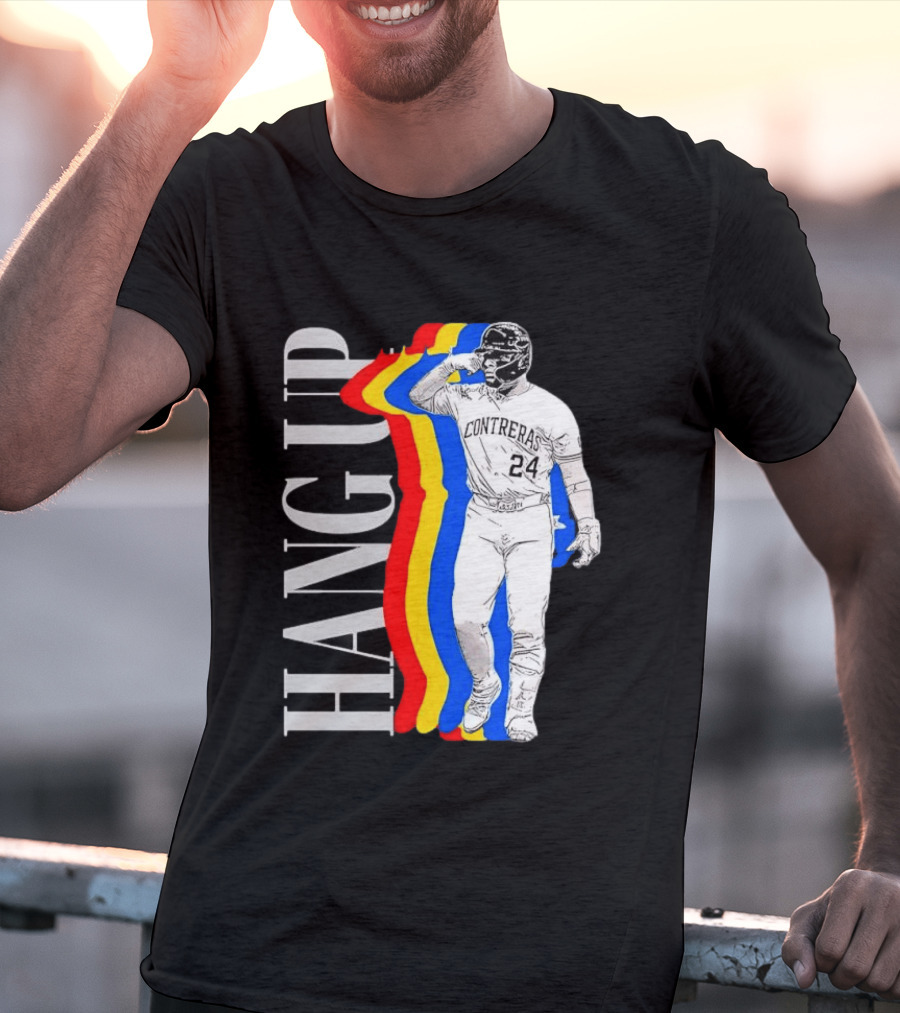 Willson Contreras 24 Hang Up Baseball Art With Colorful Stripes T-Shirt