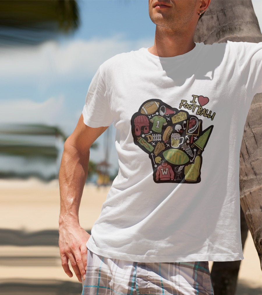 I Love Football Wisconsin Football T-Shirt