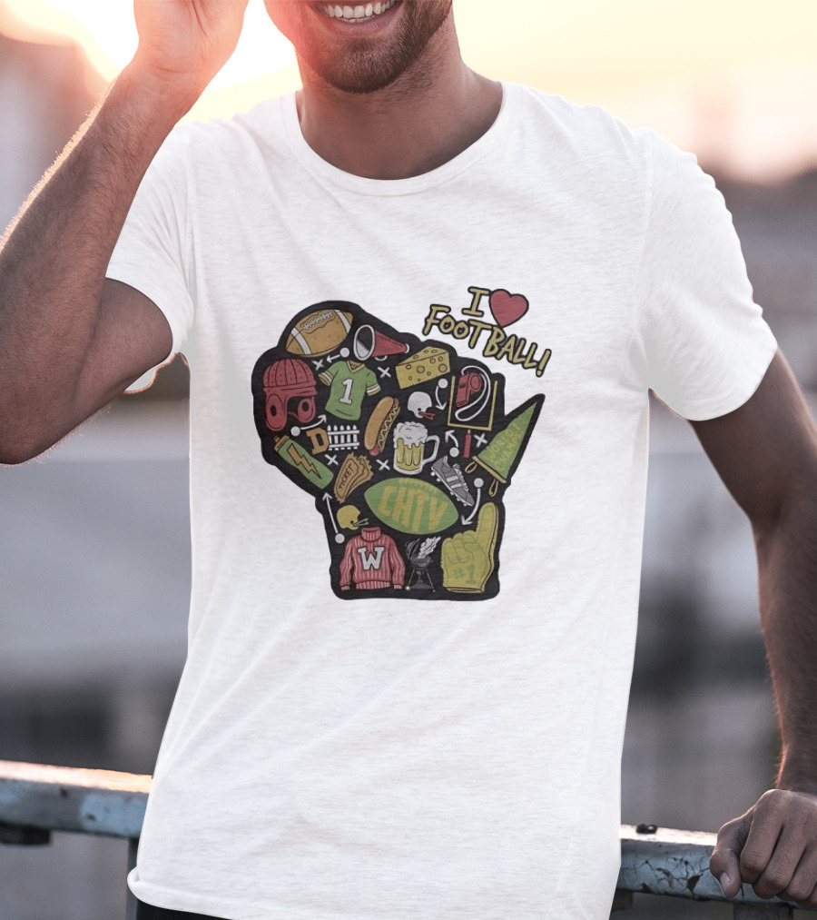 I Love Football Wisconsin Football T-Shirt