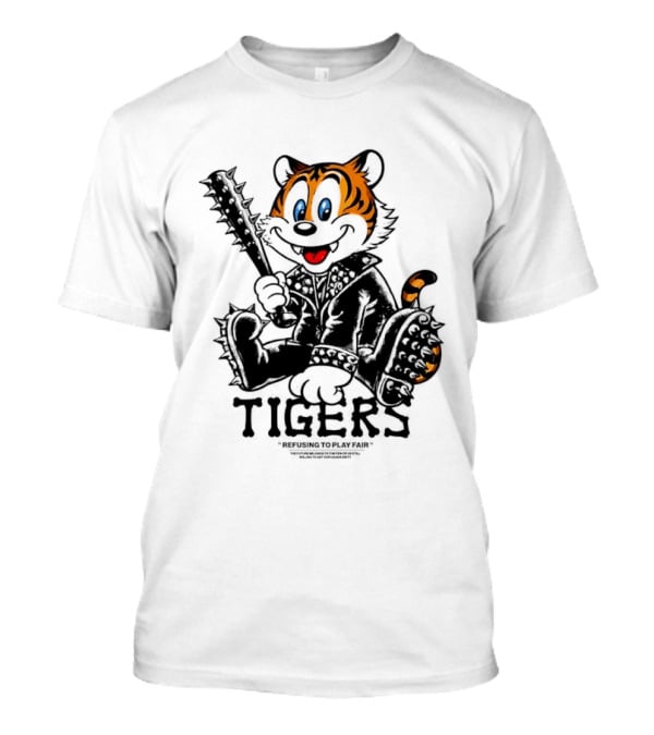 Tigers Playful Cartoon Character With Spiked Bat T-Shirt