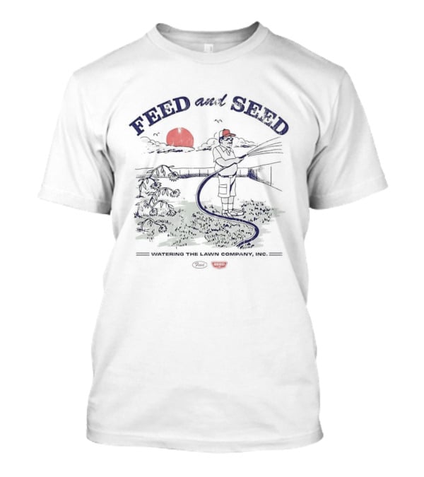 Feed And Seed Watering The Lawn Company Sun Watering Scene T-Shirt
