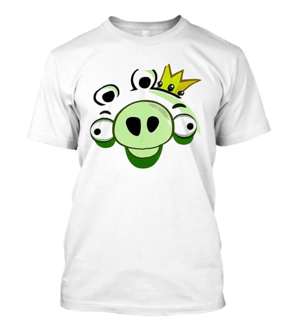 Angry Birds King Pig Big Face Green Crown T-Shirt