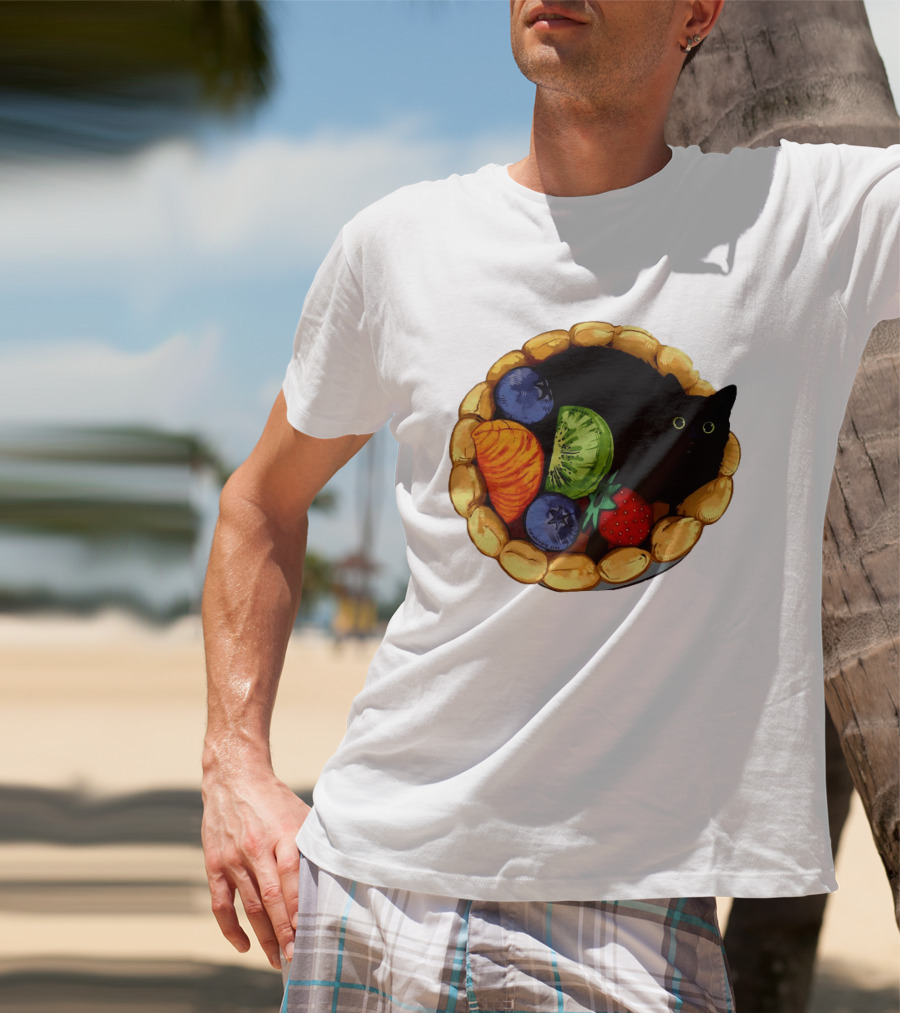 Black Cat Surrounded By Mixed Fruit Tart T-Shirt