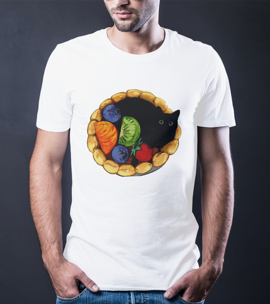 Black Cat Surrounded By Mixed Fruit Tart T-Shirt