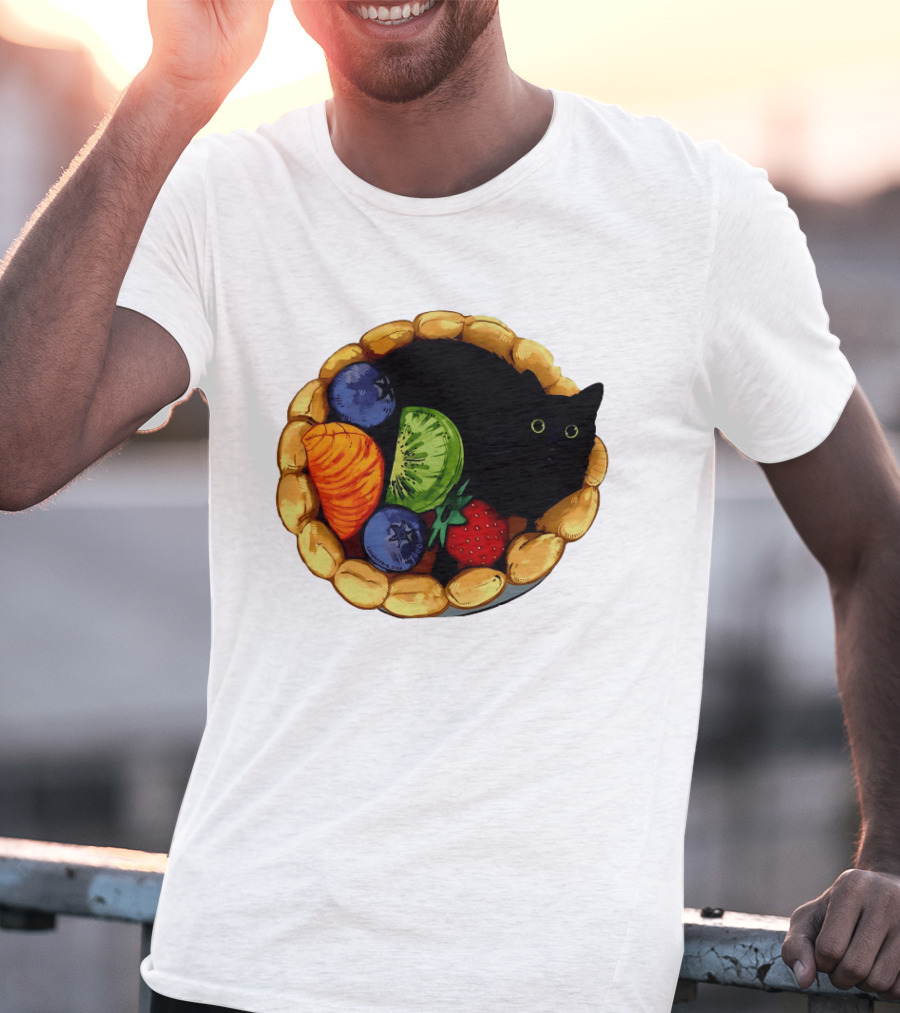 Black Cat Surrounded By Mixed Fruit Tart T-Shirt
