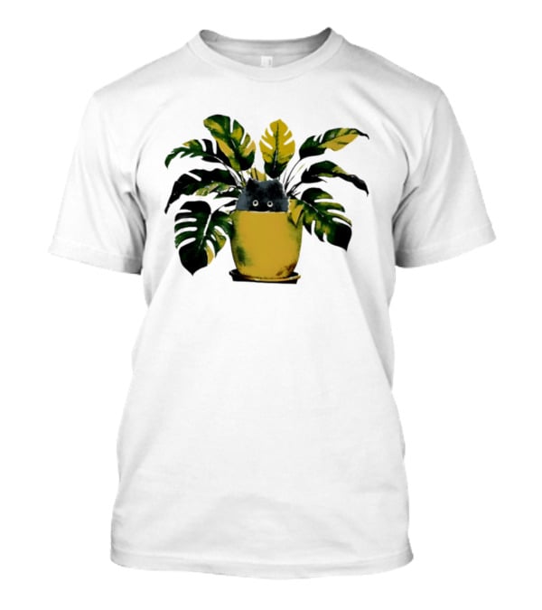 Cat In Monstera Potted Plant T-Shirt