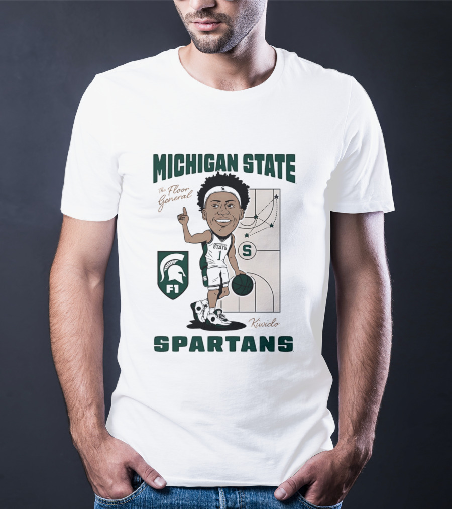 Michigan State Spartans Jeremy Fears Jr The Floor General Caricature T-Shirt