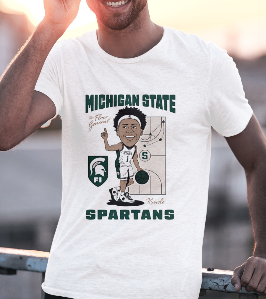 Michigan State Spartans Jeremy Fears Jr The Floor General Caricature T-Shirt