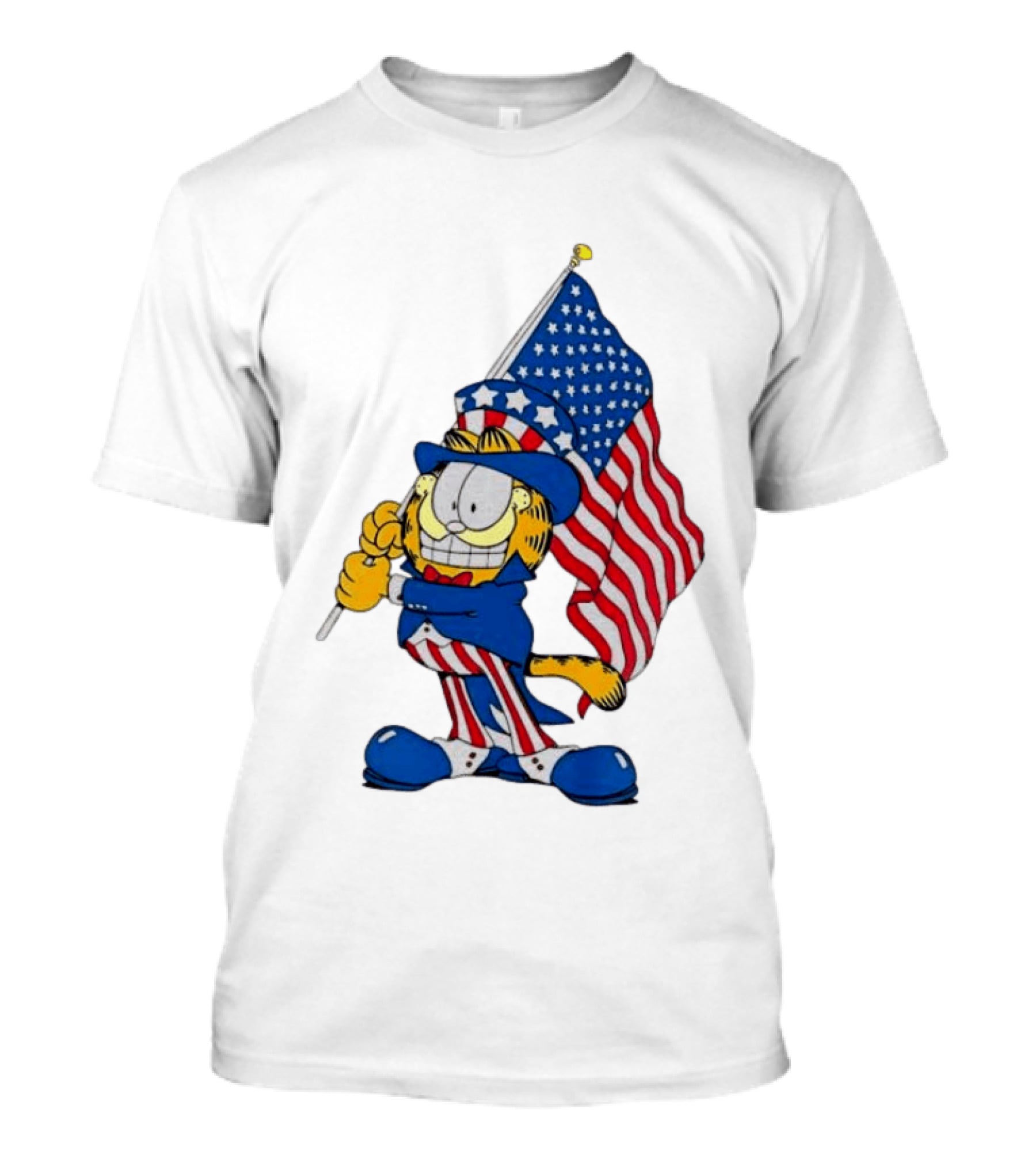 Orange Cat 250 Years Of Freedom Garfield Uncle Sam American Flag T-Shirt