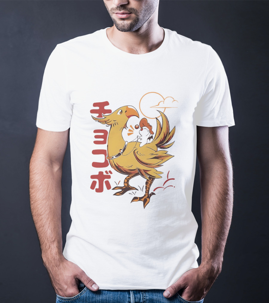 Kaweehaw Cowboy Moogle Riding Chocobo Retro Style Japanese T-Shirt