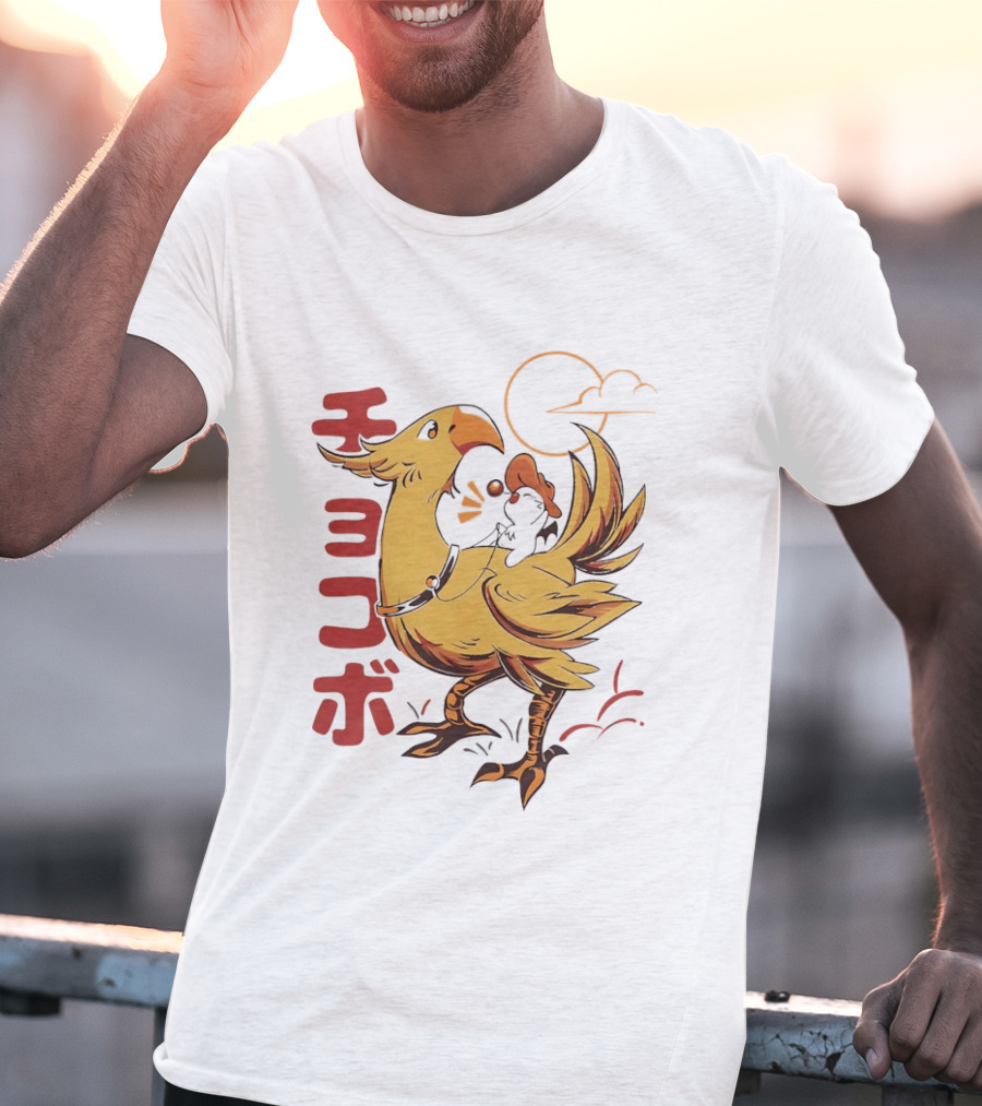 Kaweehaw Cowboy Moogle Riding Chocobo Retro Style Japanese T-Shirt