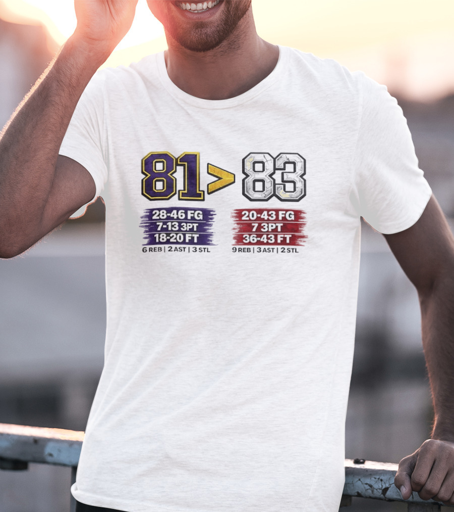 81 Greater Than 83 Kobe Bryant Legendary Performance Stats T-Shirt