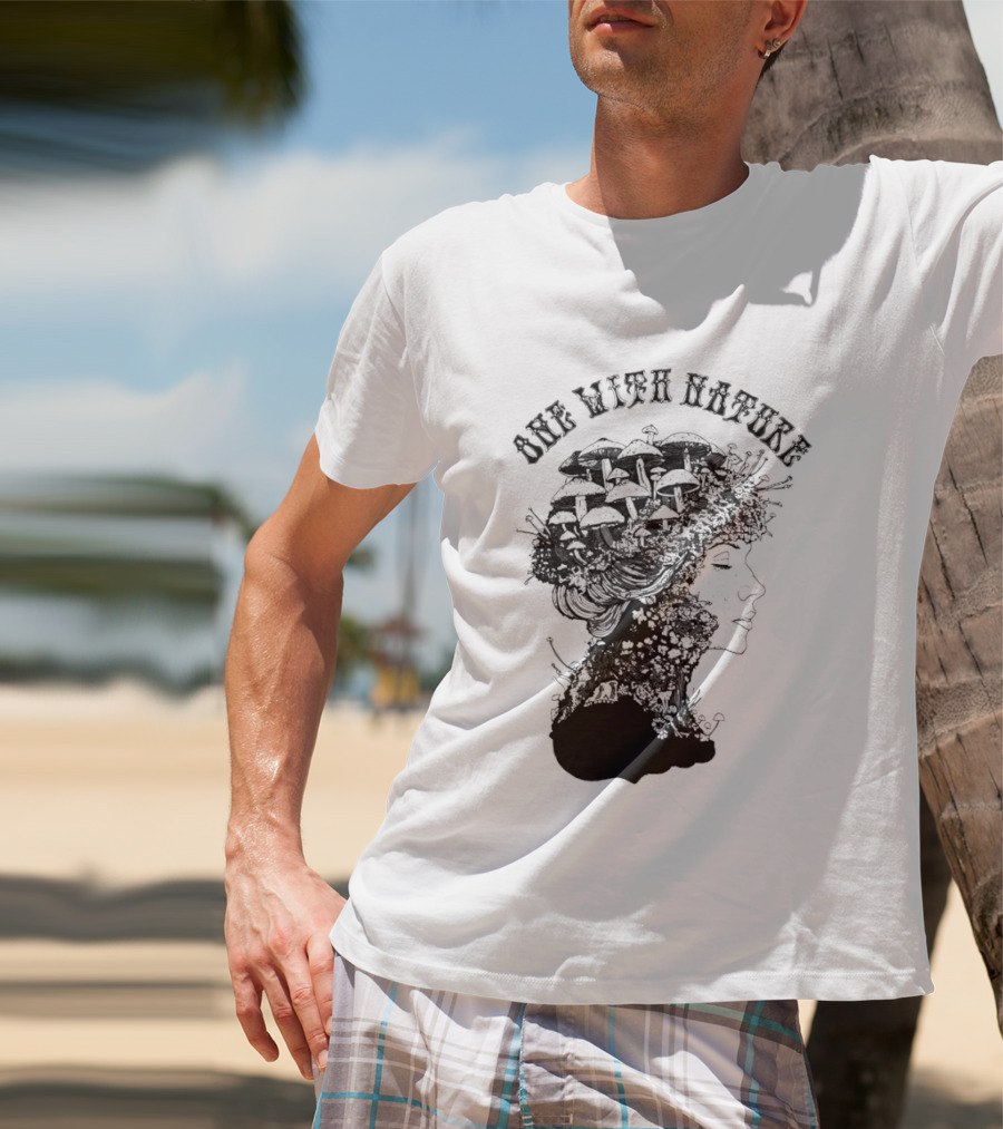 One With Nature Women Mushroom Psychedelic Fungi T-Shirt