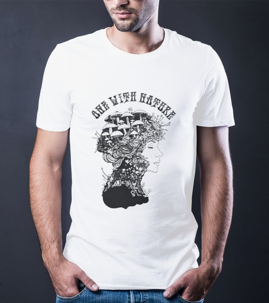 One With Nature Women Mushroom Psychedelic Fungi T-Shirt