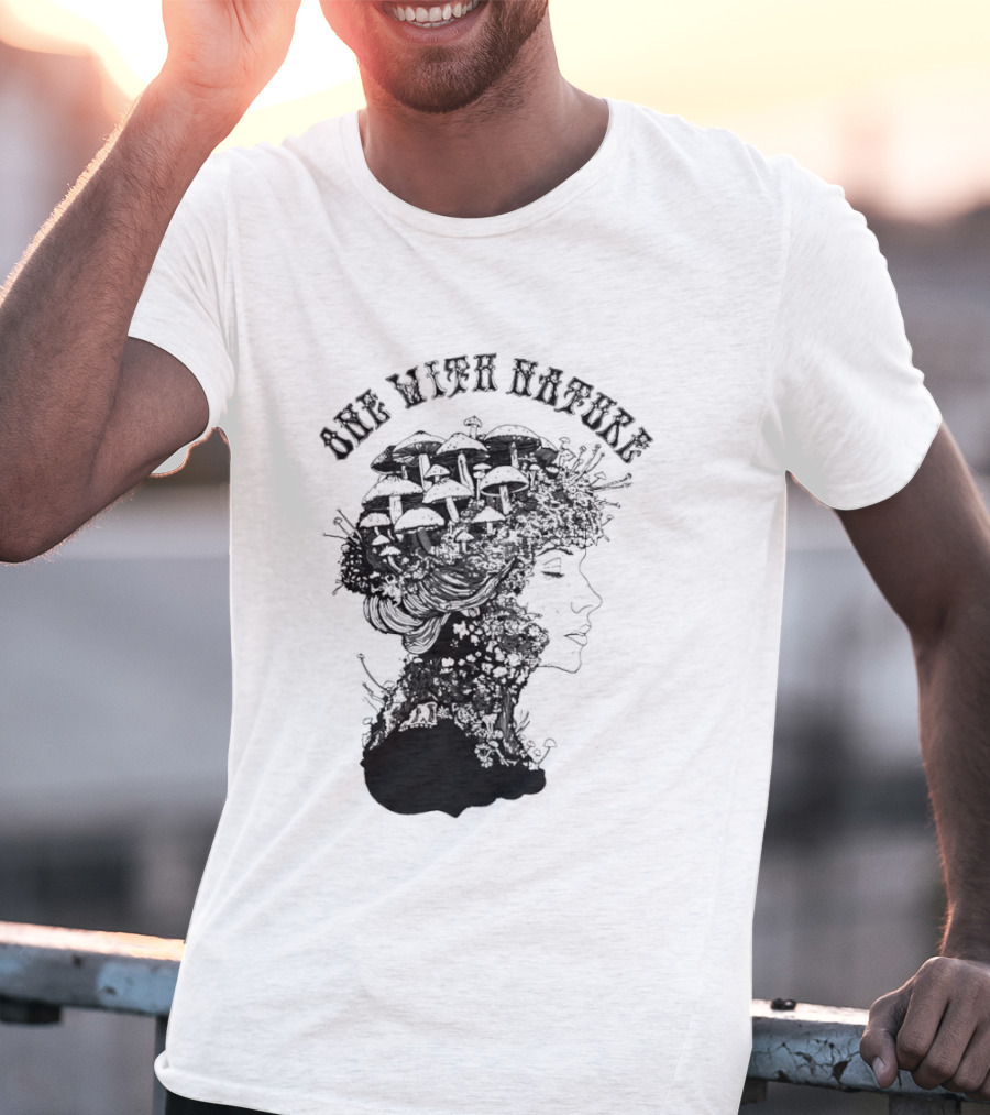 One With Nature Women Mushroom Psychedelic Fungi T-Shirt