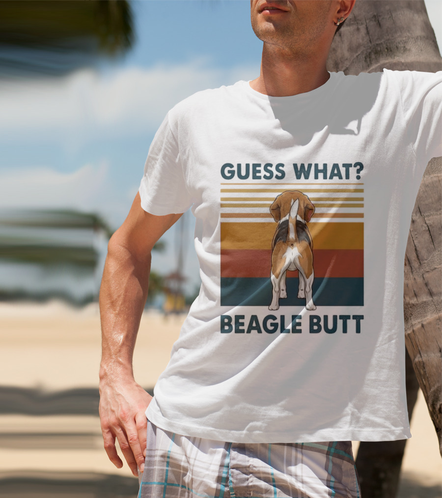 Guess What Beagle Butt Retro Stripes T-Shirt
