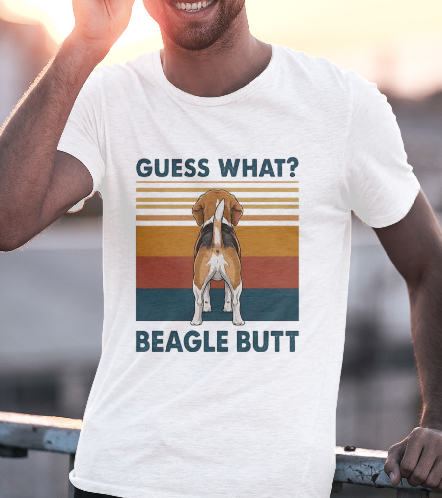Guess What Beagle Butt Retro Stripes T-Shirt