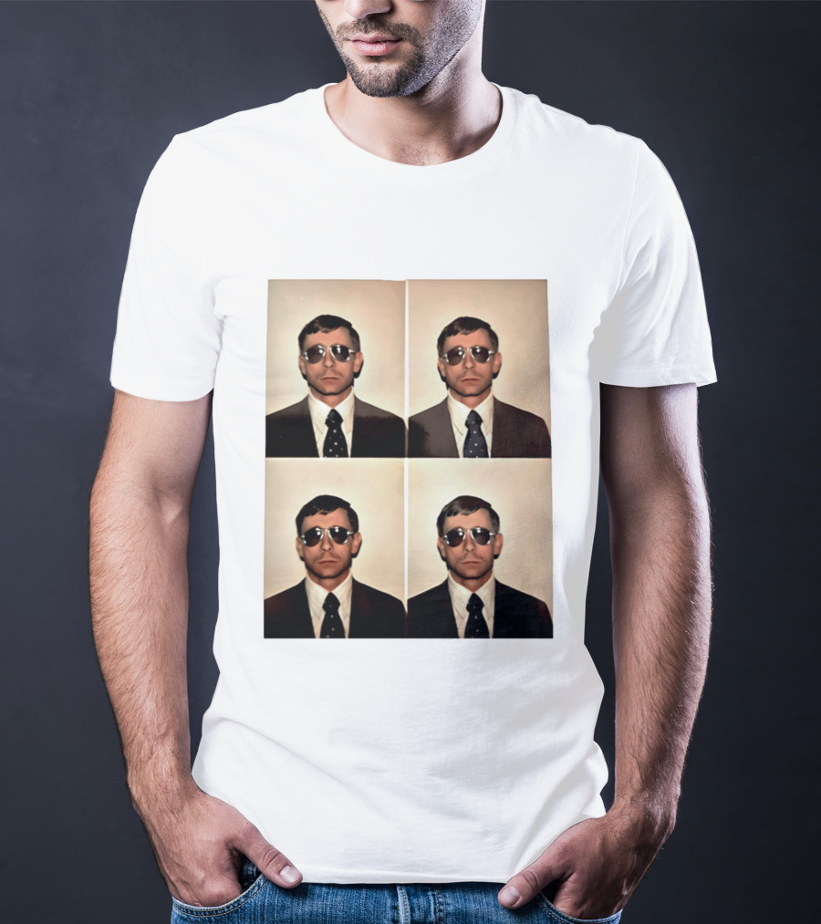 SGM Mike Vining Blasting Through Iconic Sunglasses Suit Portrait Quad T-Shirt