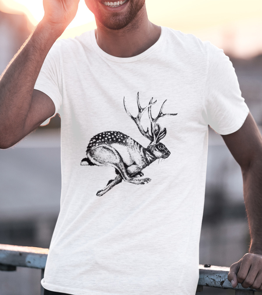 Rabbit Deer Hybrid Monster UFO Alien Hiking Camping Cryptid Jackalope Legend T-Shirt