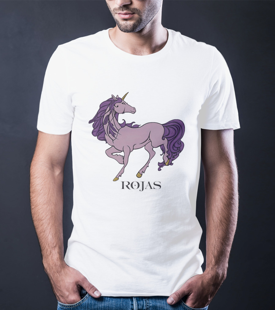 Rojas Pink Unicorn With Purple Mane T-Shirt