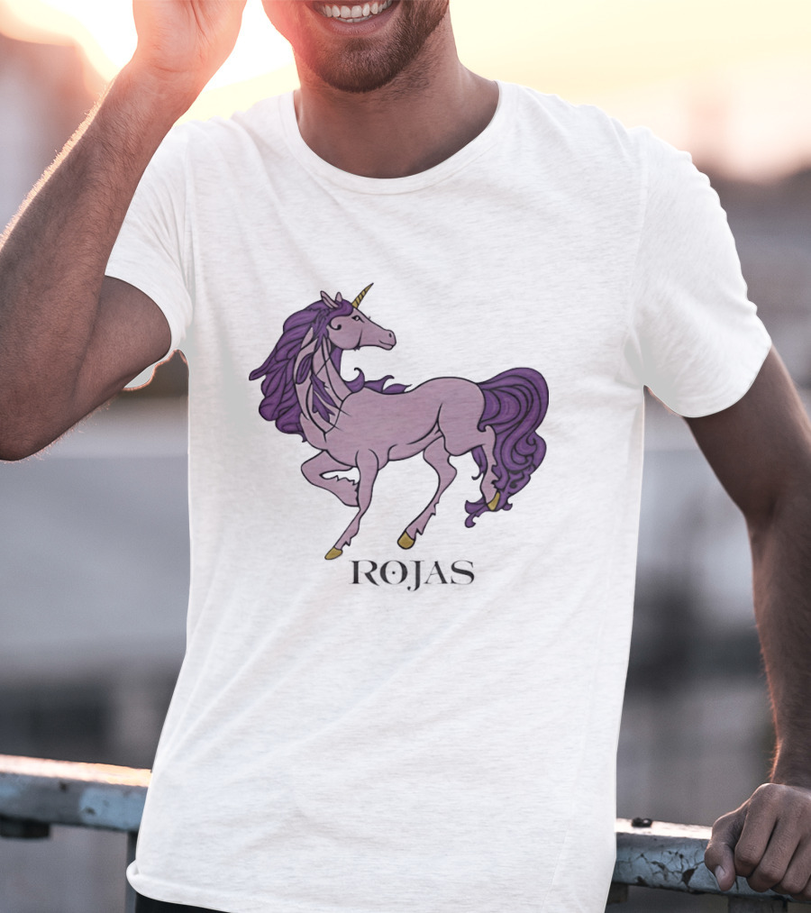 Rojas Pink Unicorn With Purple Mane T-Shirt