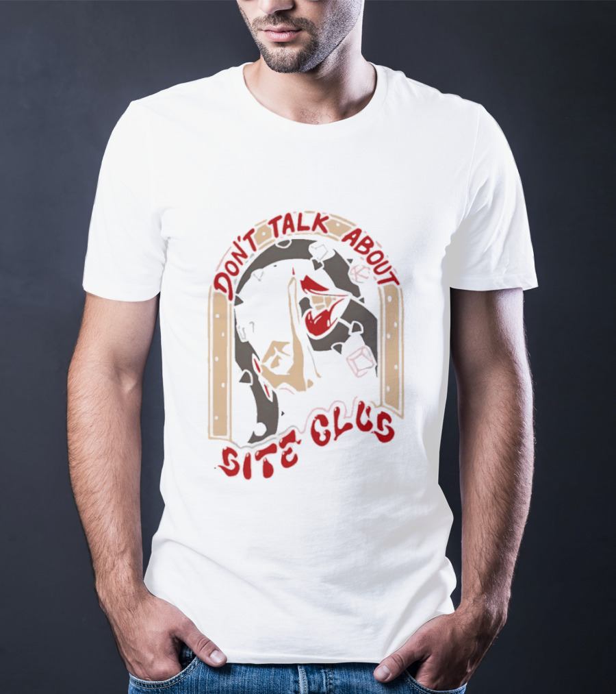 Don't Talk About Bite Club Sealed Lips Finger Gesture T-Shirt