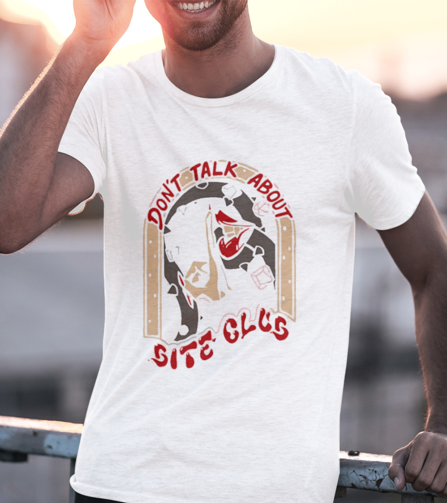 Don't Talk About Bite Club Sealed Lips Finger Gesture T-Shirt