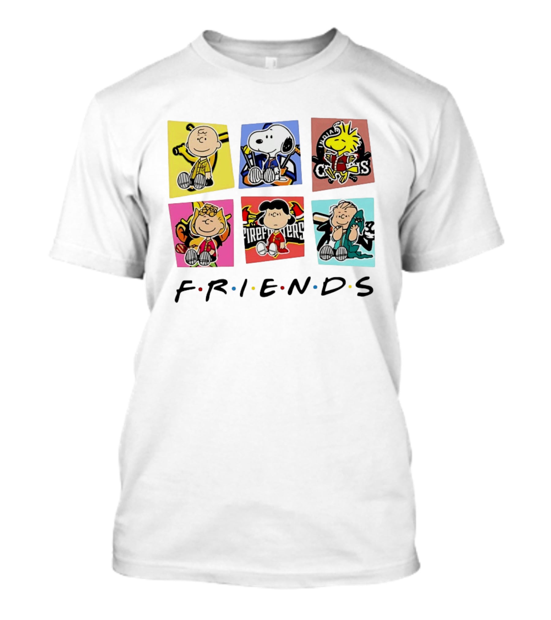 FRIENDS Peanuts Characters Indianapolis Colts, Firefighters, And Snoopy T-Shirt