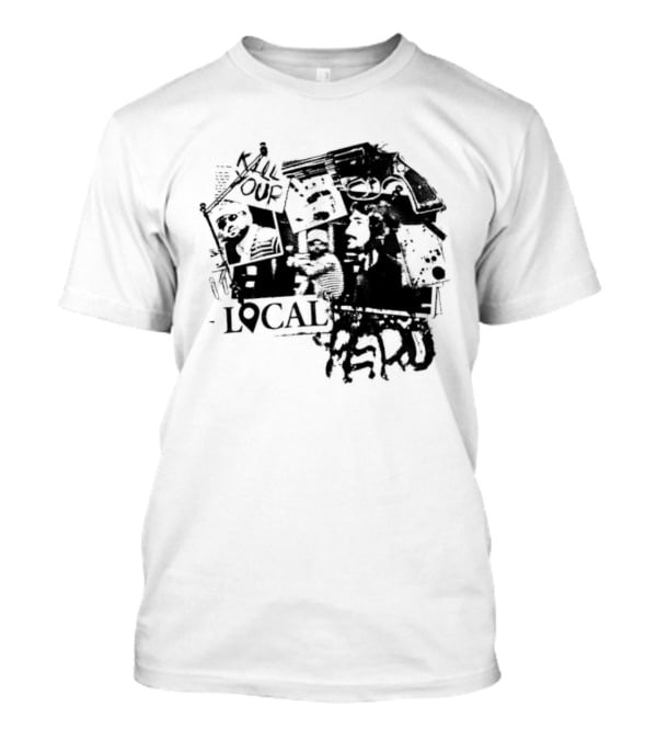 Kill Your Local Hero Revolver Collage Text Faces T-Shirt