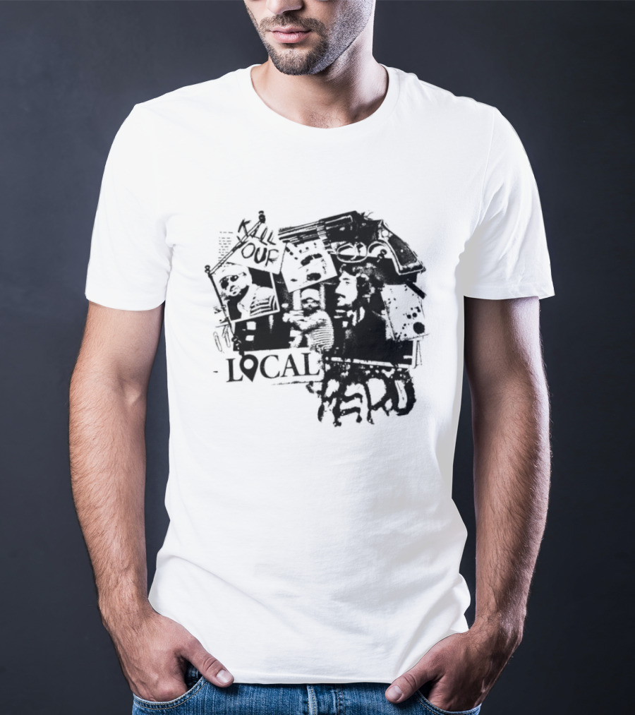 Kill Your Local Hero Revolver Collage Text Faces T-Shirt