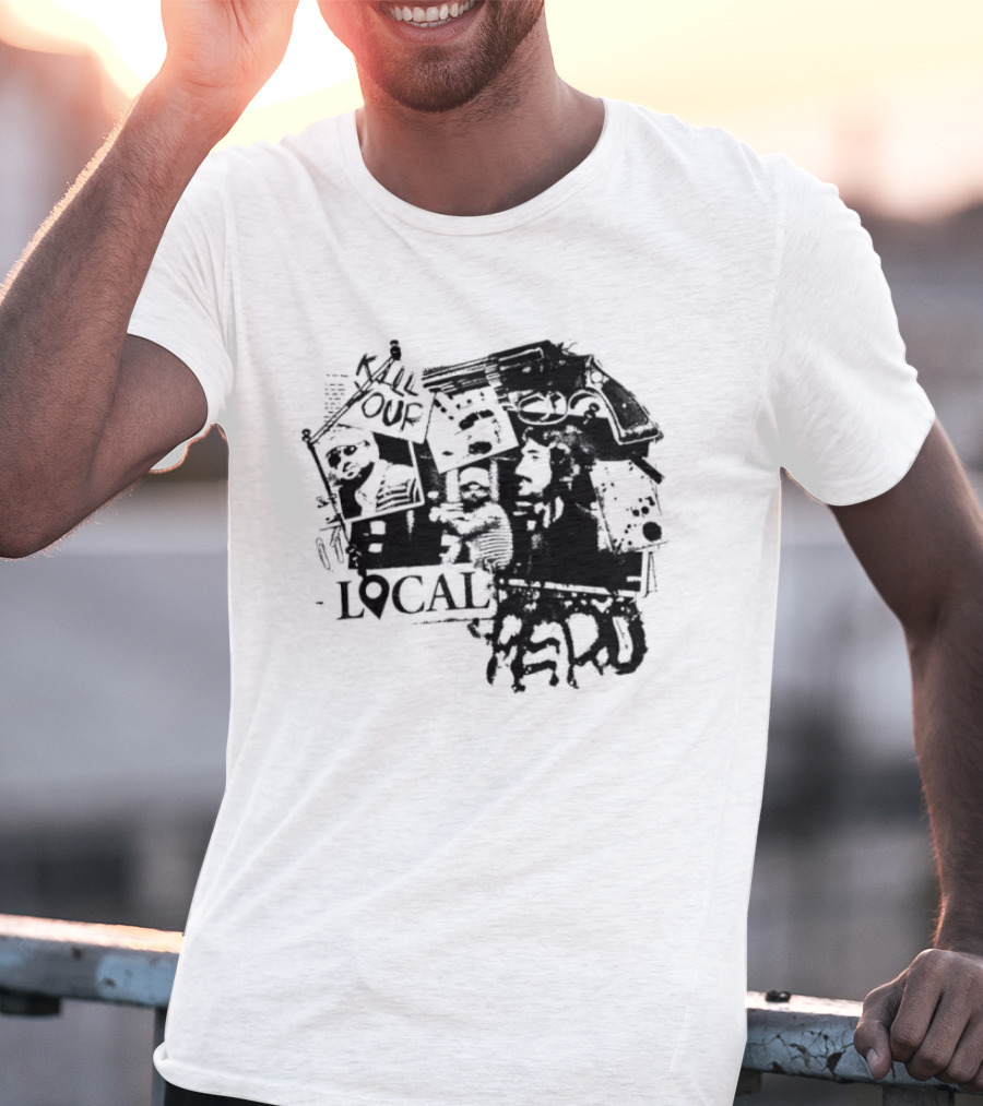 Kill Your Local Hero Revolver Collage Text Faces T-Shirt