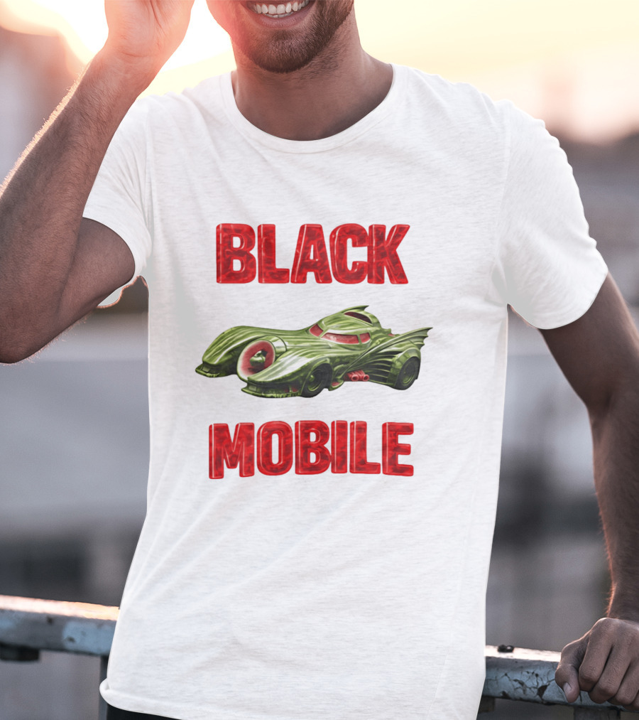 BLACK MOBILE Car Retro Inspired Vehicle T-Shirt