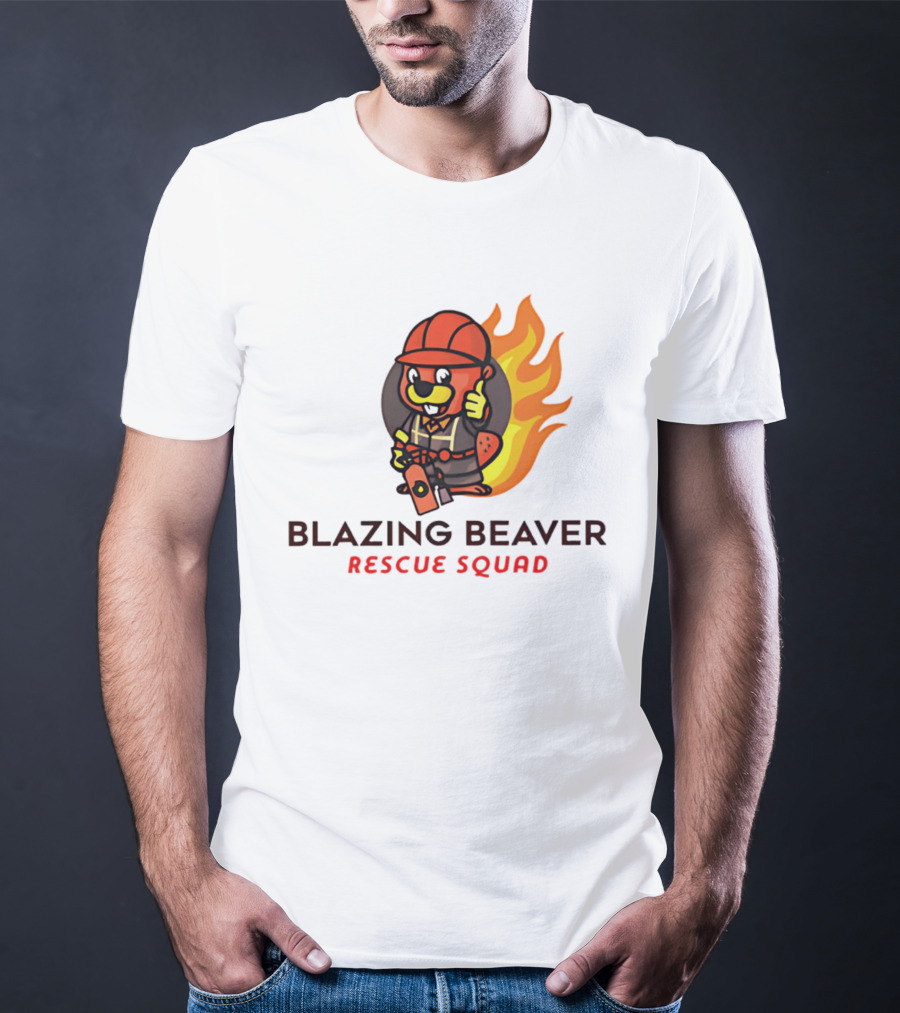 Blazing Beaver Firefighter Mascot Rescue Squad Flame T-Shirt