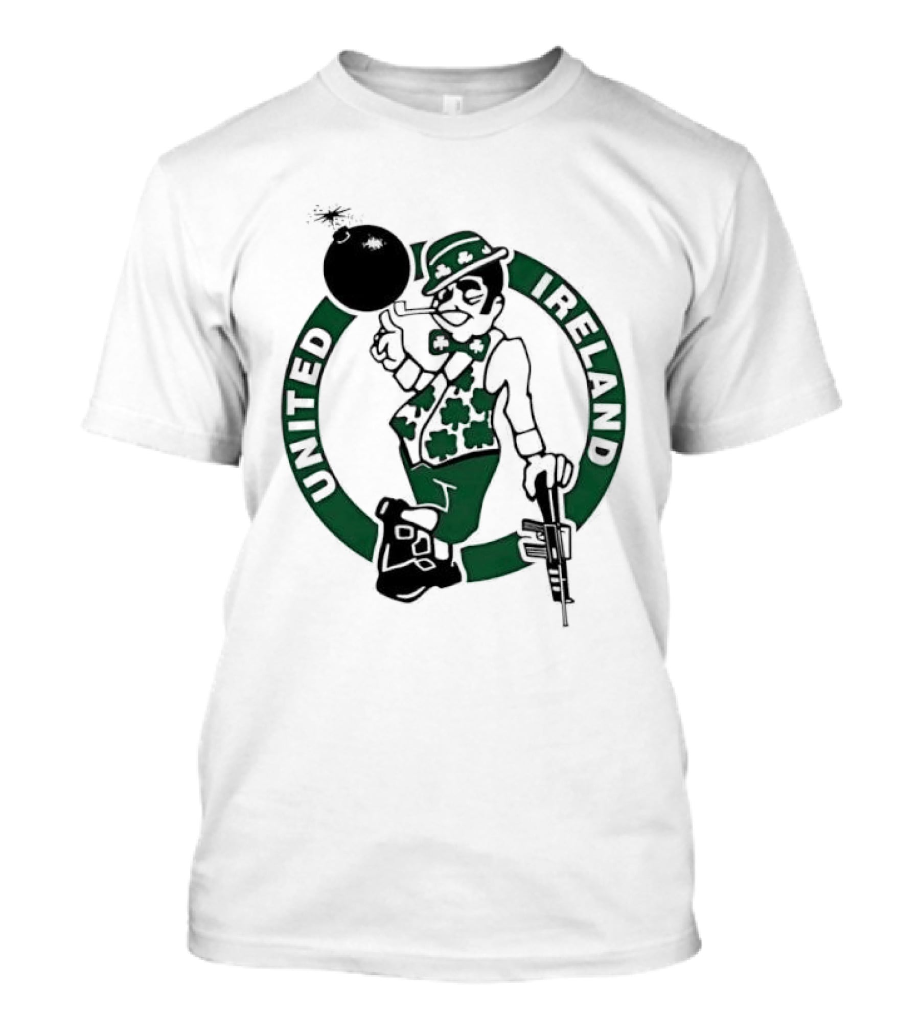 Boston Celtics United Ireland Mascot Holding Traditional T-Shirt